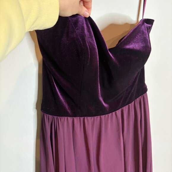 Morilee by Madeline Gardner Bridesmaids 21540 Strapless Velvet dress in Plum - Picture 3 of 6